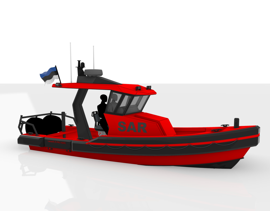 Larsen 25 PRO HDPE T-Top professional workboat render