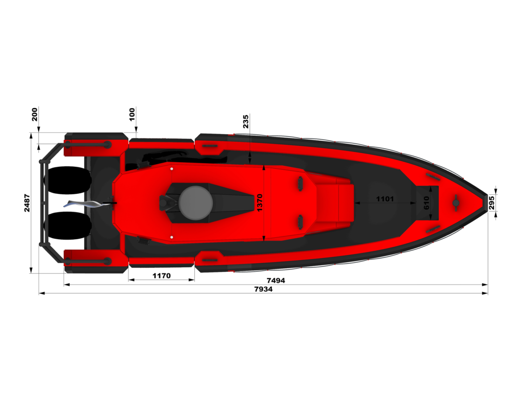 Larsen 25 PRO HDPE T-Top boat starboard render