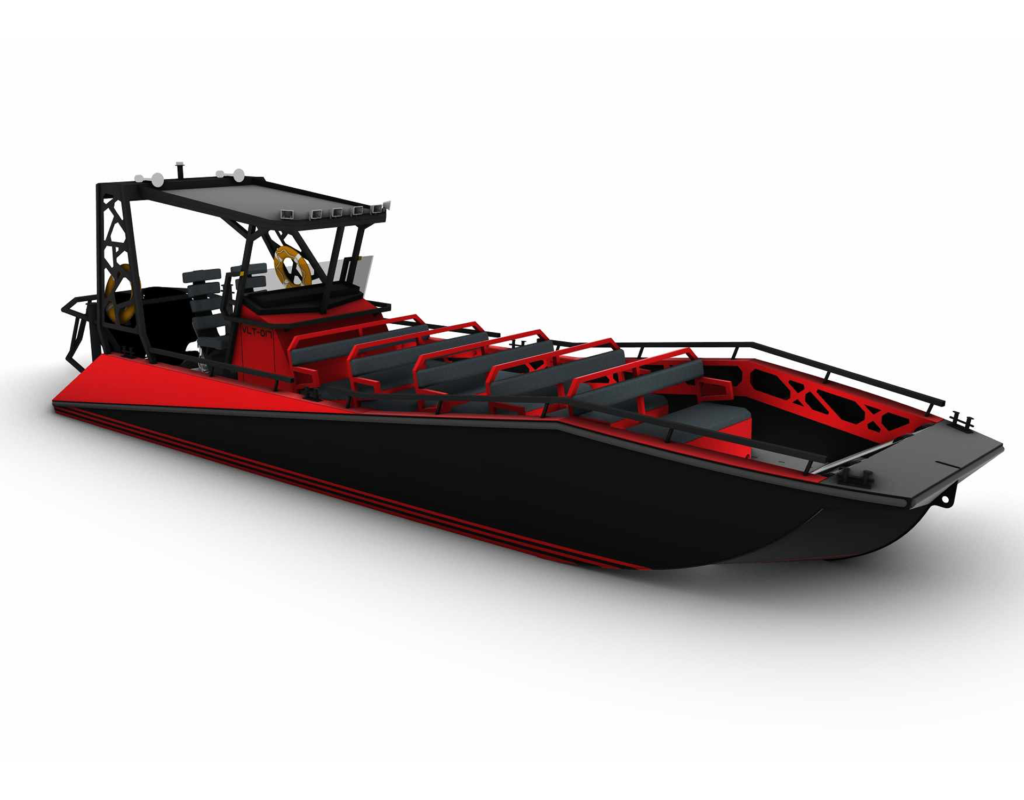 Larsen LR9 HDPE passenger workboat aerial render